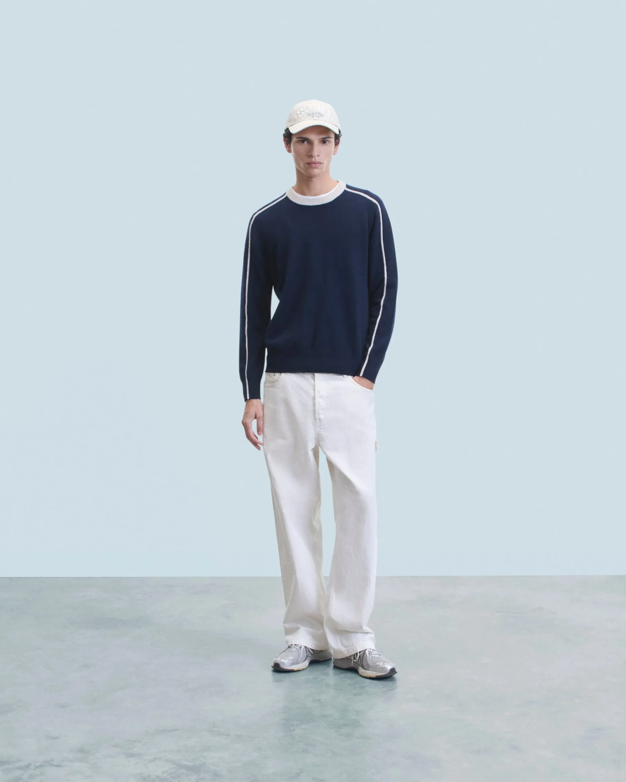 FROM FUTURE Pull Col Rond Navy Fashion