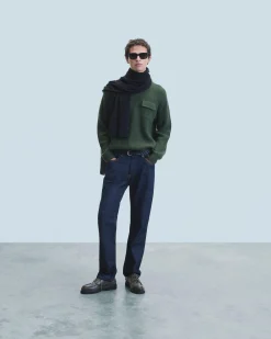 FROM FUTURE Pull Col Rond Kaki Fashion