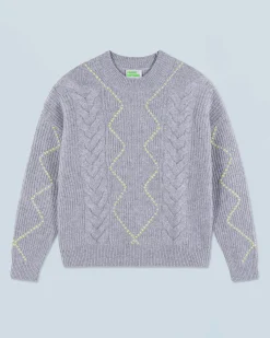 FROM FUTURE Pull Col Rond GrisChinéFoncé Online