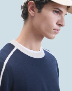 FROM FUTURE Pull Col Rond Navy Fashion