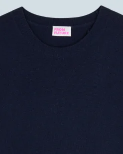 FROM FUTURE Pull Col Rond Navy Fashion
