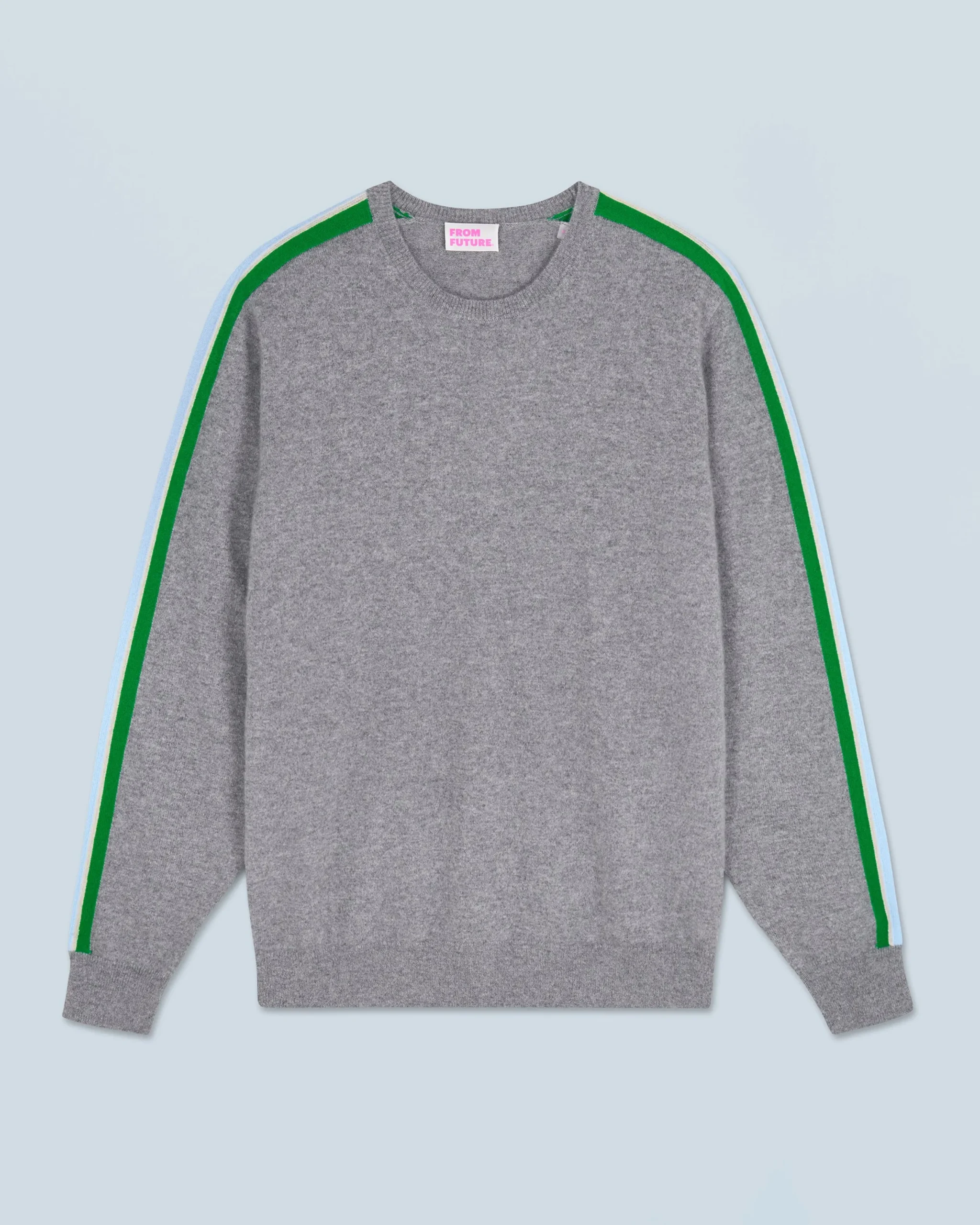 FROM FUTURE Pull Col Rond Bandes GrisChinéFoncé Clearance