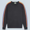FROM FUTURE Pull Col Rond Bandes Manches Multicolorelorelore Anthracite Fashion