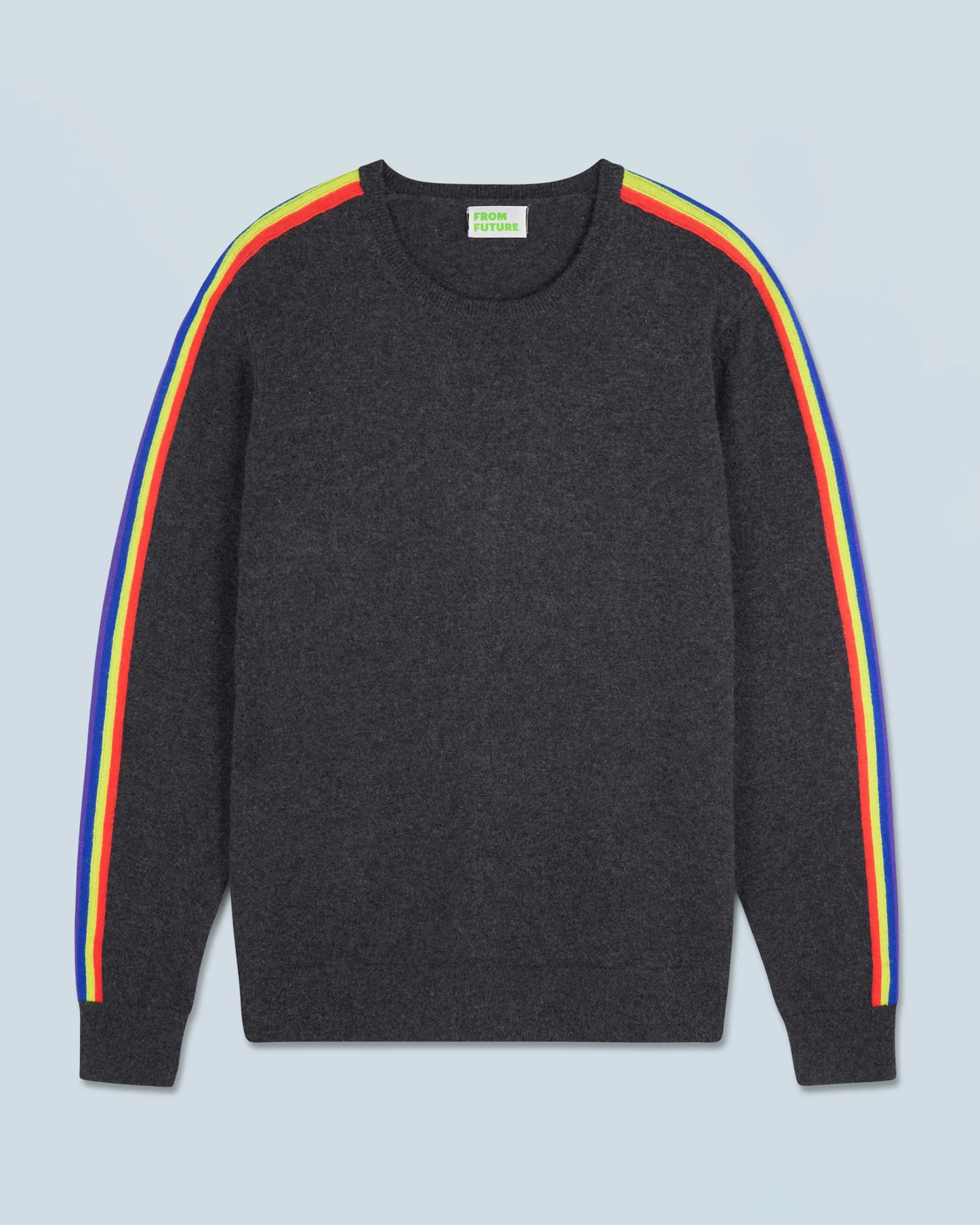 FROM FUTURE Pull Col Rond Bandes Manches Multicolorelorelore Anthracite Fashion