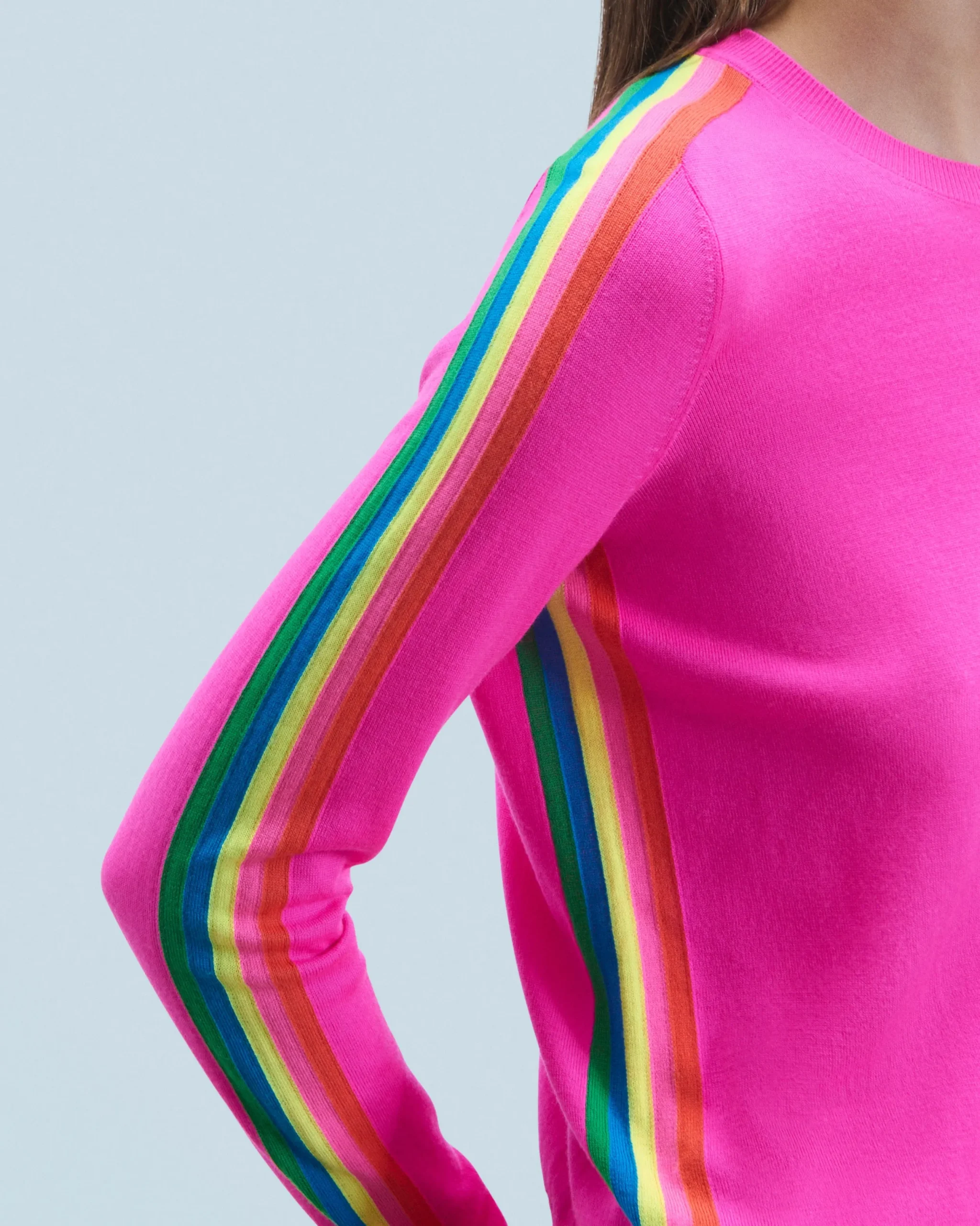 FROM FUTURE Pull Col Rond Bandes Manches Multicolore UtopicPink Outlet
