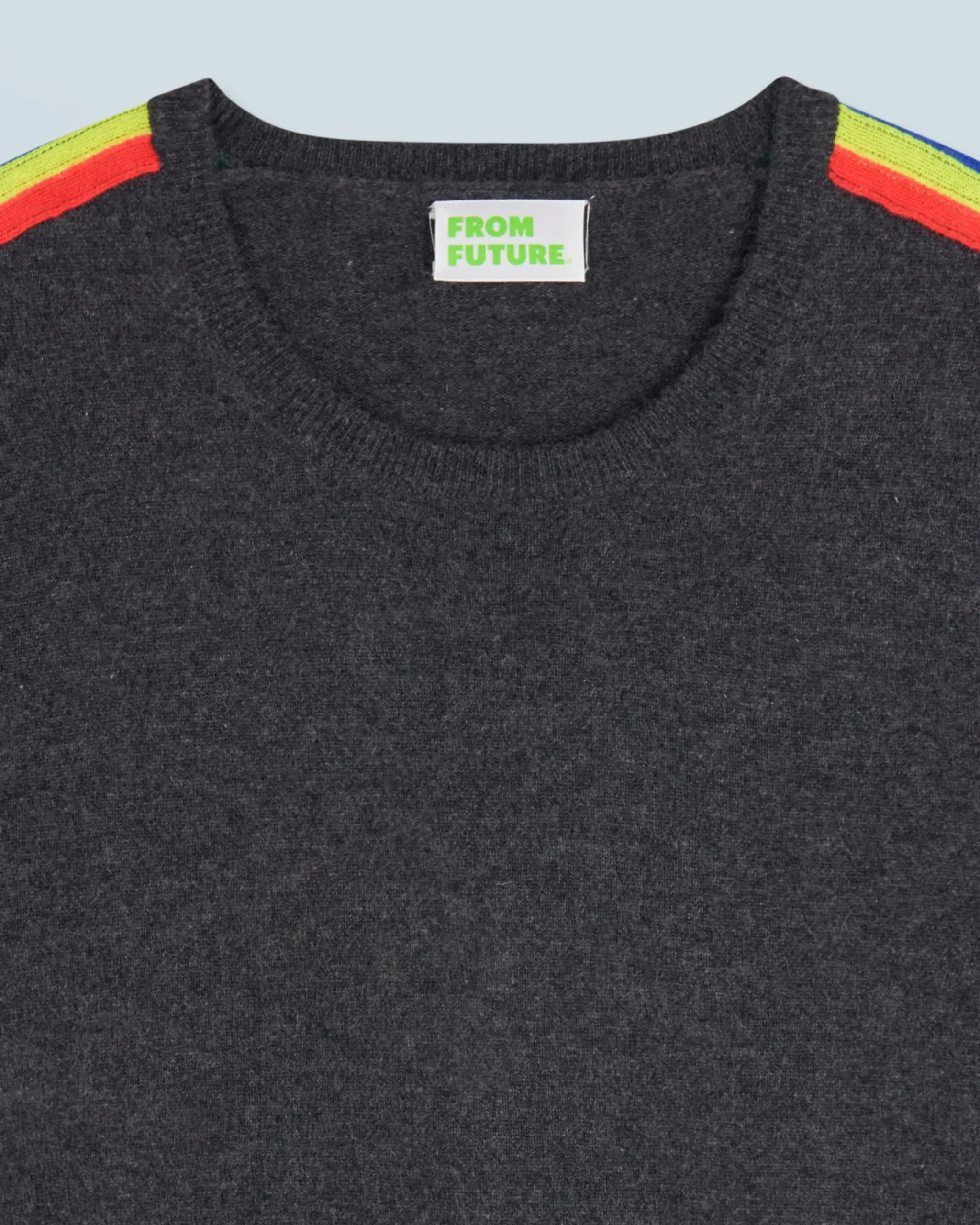 FROM FUTURE Pull Col Rond Bandes Manches Multicolorelorelore Anthracite Fashion