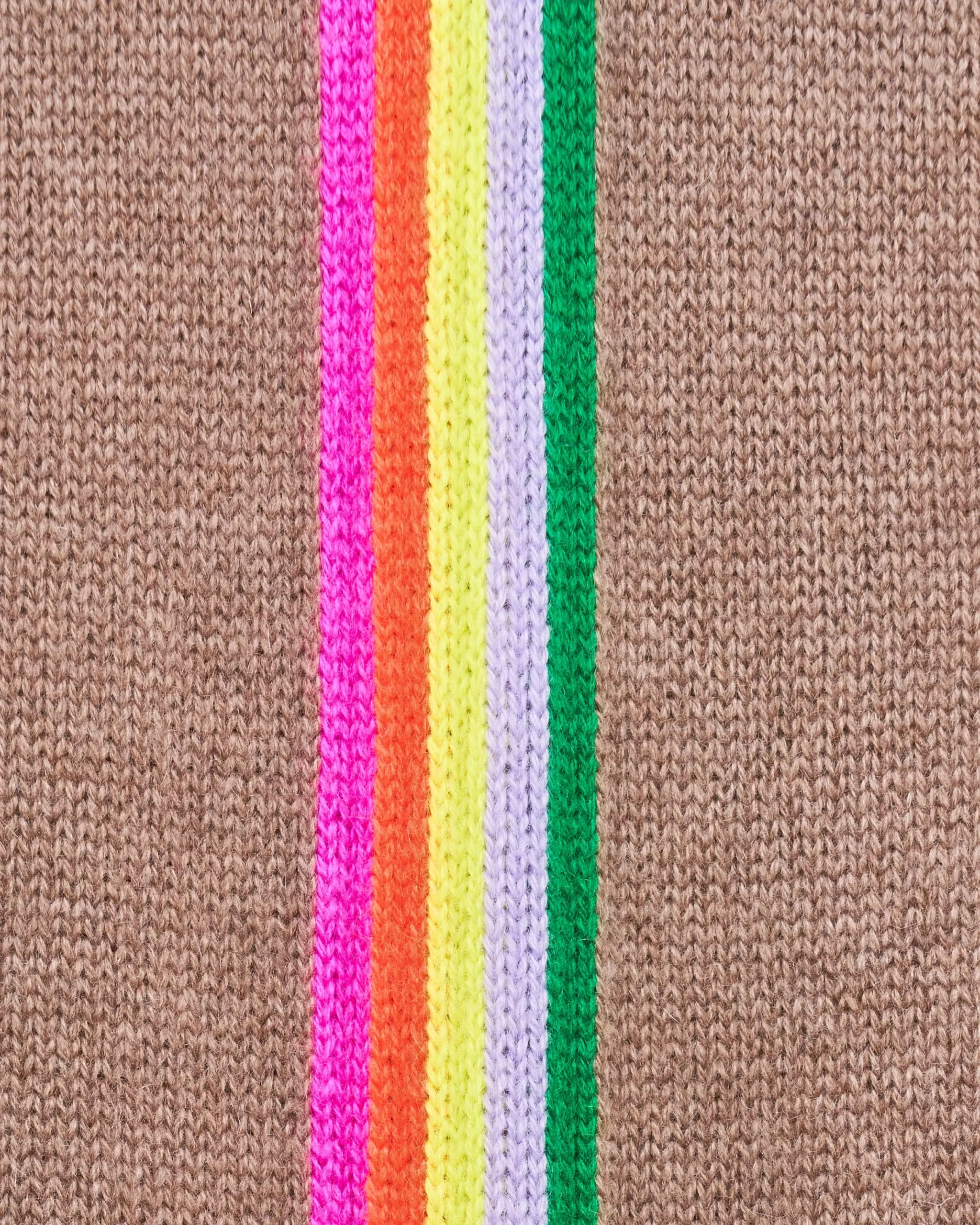 FROM FUTURE Pull Col Rond Bandes Manches Multicolore Taupe New