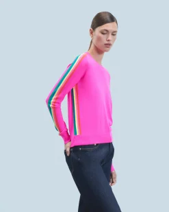 FROM FUTURE Pull Col Rond Bandes Manches Multicolore UtopicPink Outlet