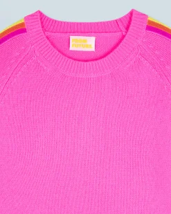FROM FUTURE Pull Col Rond Bandes Manches Multico DreamyPink Cheap