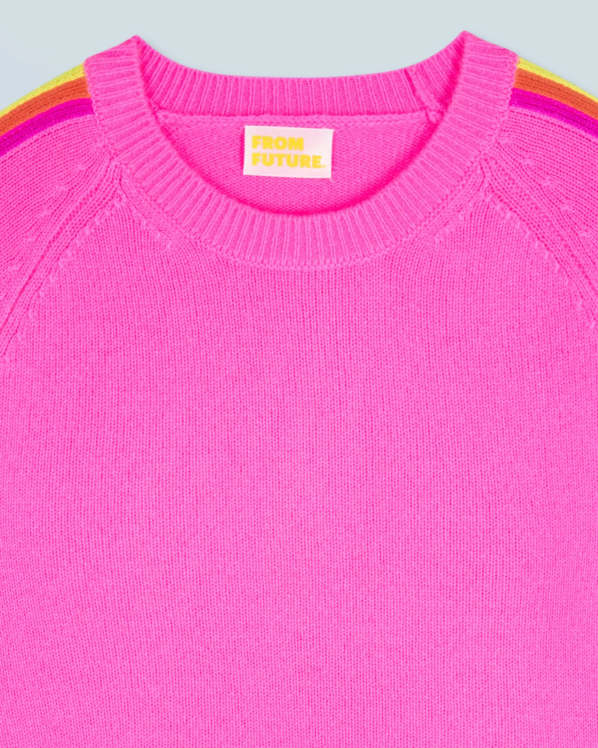 FROM FUTURE Pull Col Rond Bandes Manches Multico DreamyPink Cheap