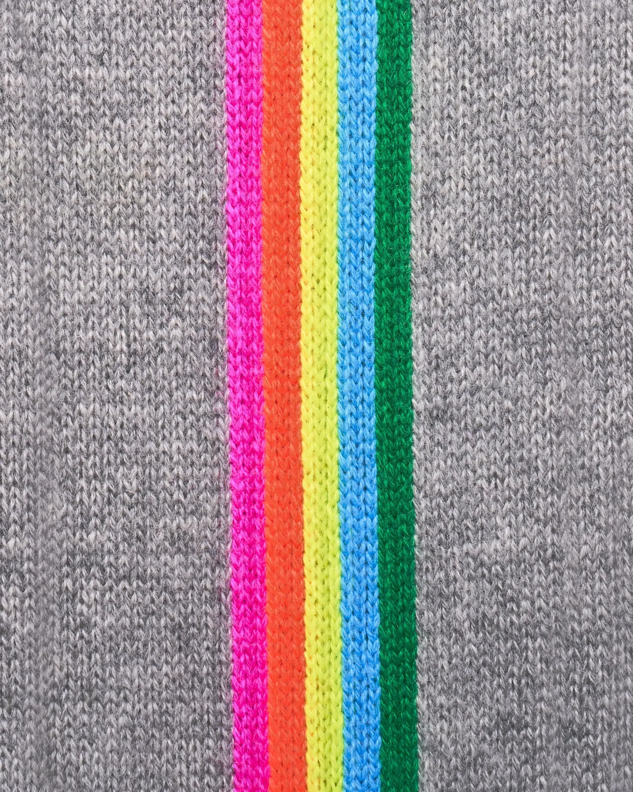 FROM FUTURE Pull Col Rond Bandes Manches Multicolore GrisChinéFoncé Hot