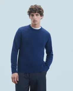 FROM FUTURE Pull Col Rond Basique DarkBlueMouliné Hot