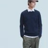 FROM FUTURE Pull Col Rond Basique Navy Best