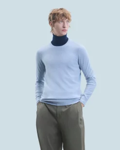 FROM FUTURE Pull Col Rond Basique CloudBlue New