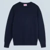 FROM FUTURE Pull Col Rond Basique Navy New