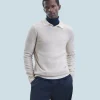 FROM FUTURE Pull Col Rond Basique BeigeMouliné Fashion