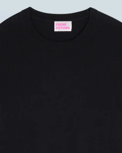 FROM FUTURE Pull Col Rond Basique Noir New