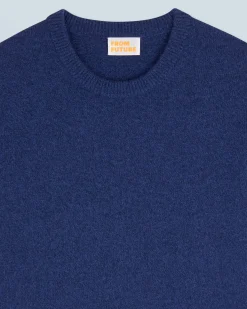 FROM FUTURE Pull Col Rond Basique DarkBlueMouliné Hot