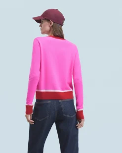FROM FUTURE Pull Col Rond Bicolore Contraste Léger UtopicPink Best Sale