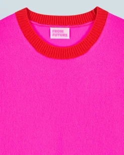 FROM FUTURE Pull Col Rond Bicolore Contraste Léger UtopicPink Best Sale