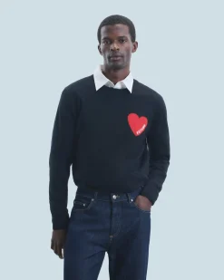 FROM FUTURE Pull Col Rond Coeur Noir Clearance