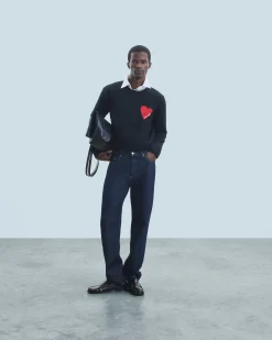 FROM FUTURE Pull Col Rond Coeur Noir Clearance