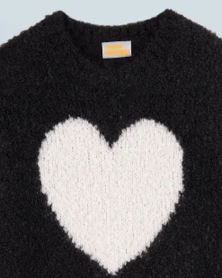 FROM FUTURE Pull Col Rond Coeur Noir Shop