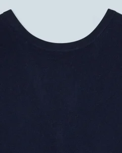 FROM FUTURE Pull Col Rond Dos Nu à Boutons Navy Outlet