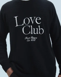 FROM FUTURE Pull Col Rond Love Club Noir Sale