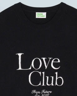 FROM FUTURE Pull Col Rond Love Club Noir Sale