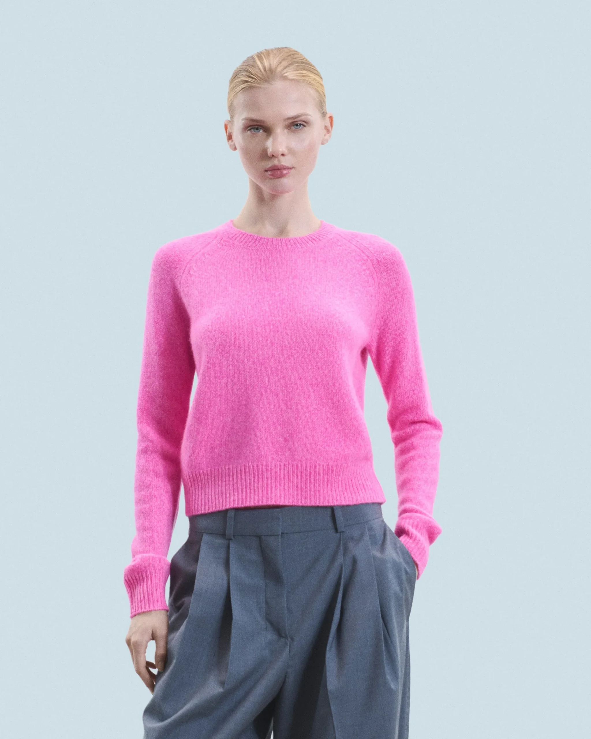 FROM FUTURE Pull Col Rond Raglan BrightPinkMou Best
