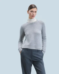 FROM FUTURE Pull Col Rond Raglan GrisChinéFoncé Hot