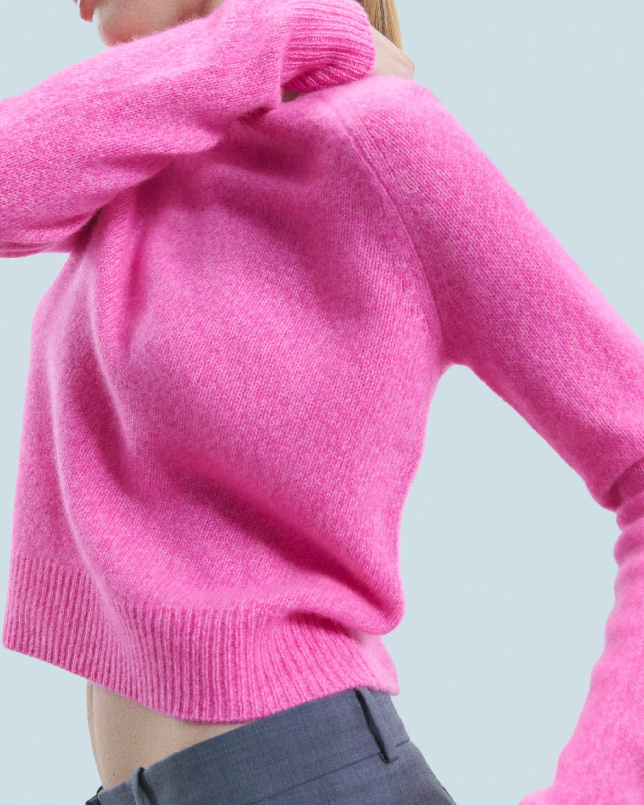 FROM FUTURE Pull Col Rond Raglan BrightPinkMou Best