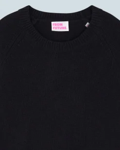 FROM FUTURE Pull Col Rond Raglan Noir Best Sale