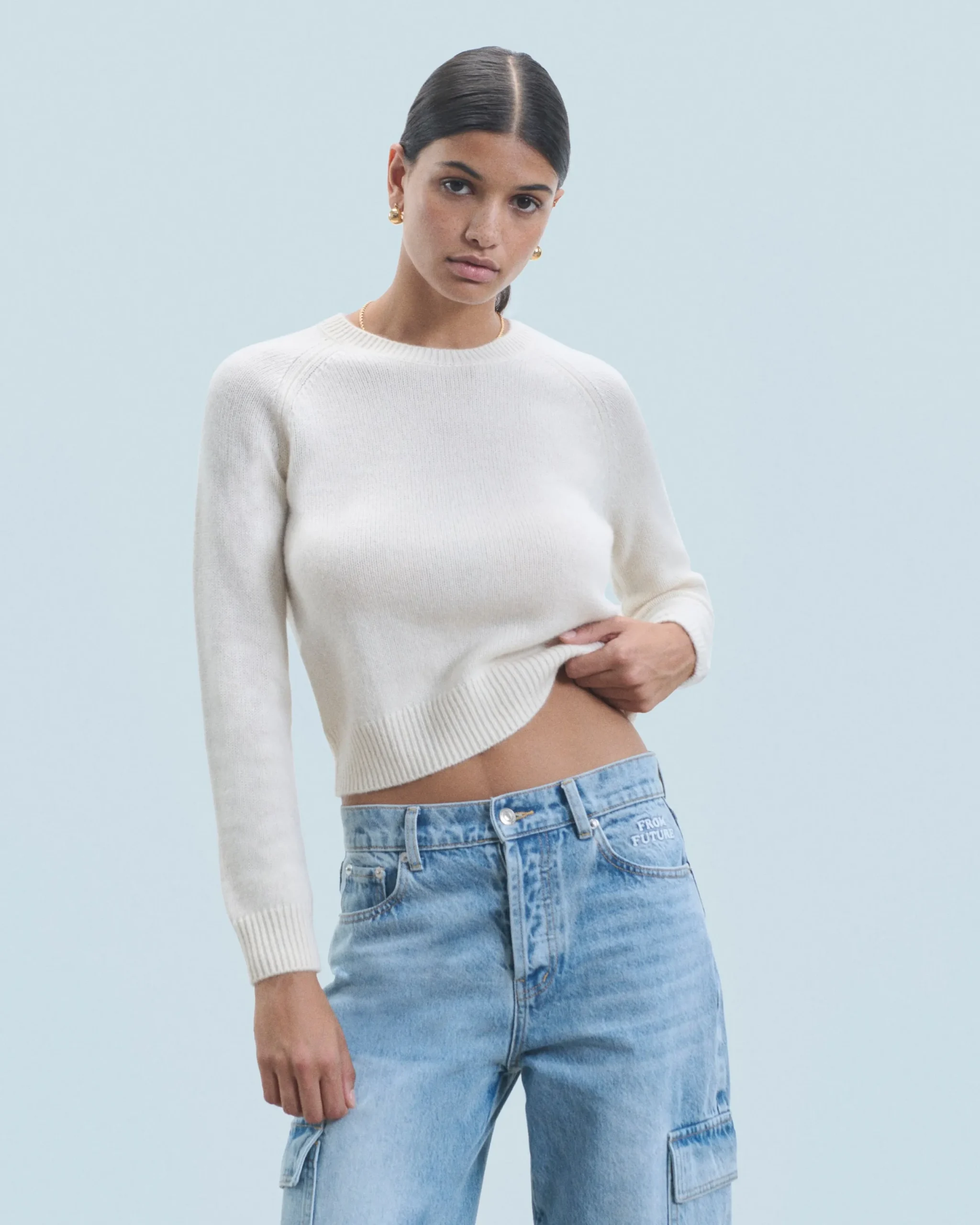 FROM FUTURE Pull Col Rond Raglan UtopicGreenMouliné Cheap