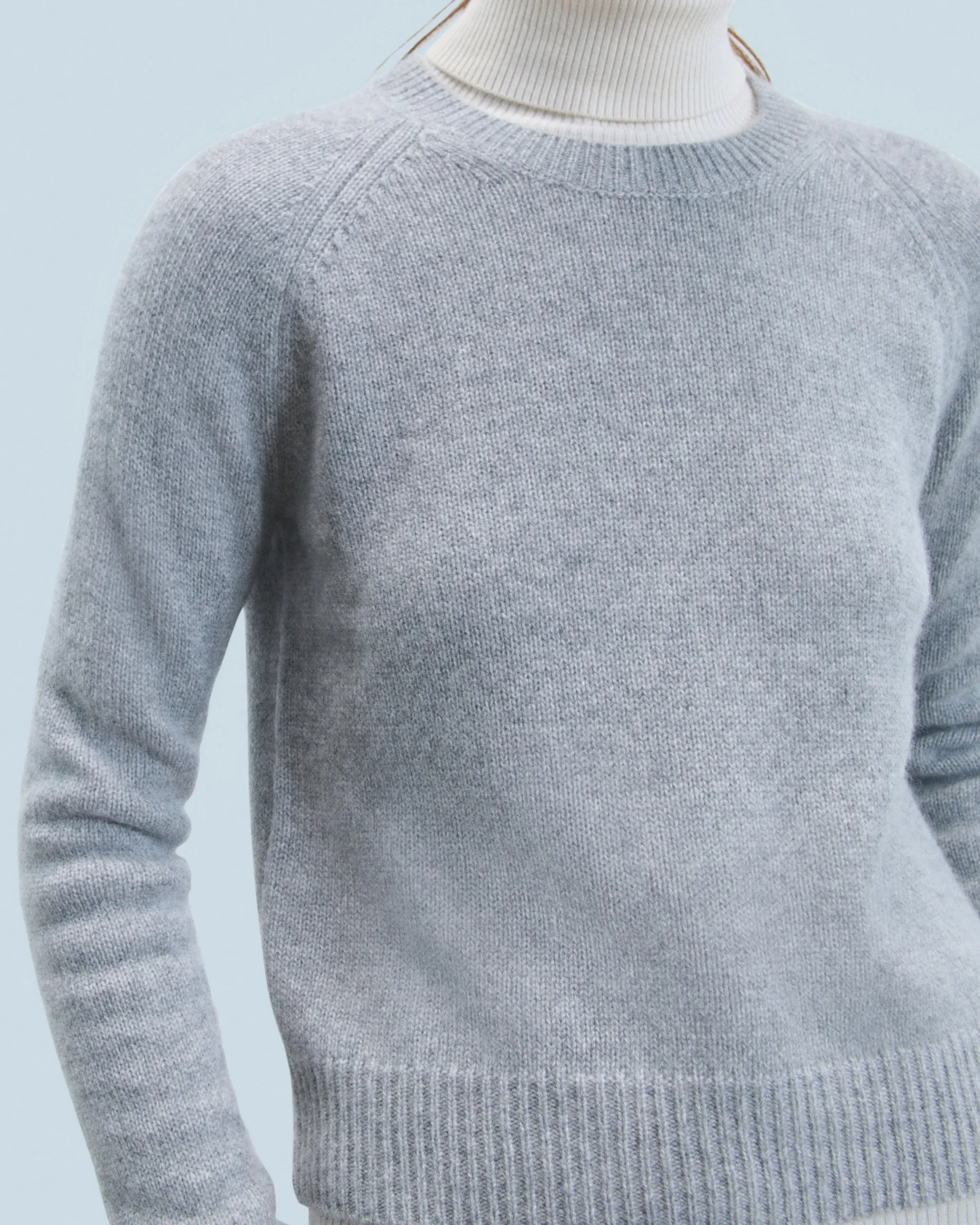FROM FUTURE Pull Col Rond Raglan GrisChinéFoncé Hot