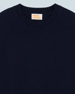 FROM FUTURE Pull Col Rond Raglan Navy Hot