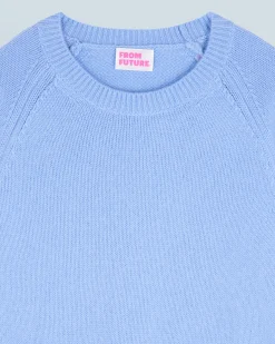 FROM FUTURE Pull Col Rond Raglan FairyBlue Best Sale