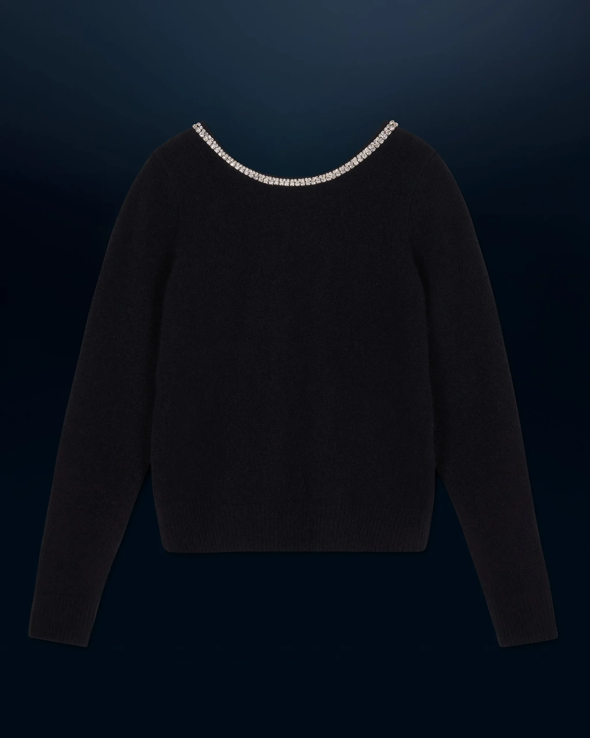 FROM FUTURE Pull Col Rond Strass Dos Nu Noir Cheap