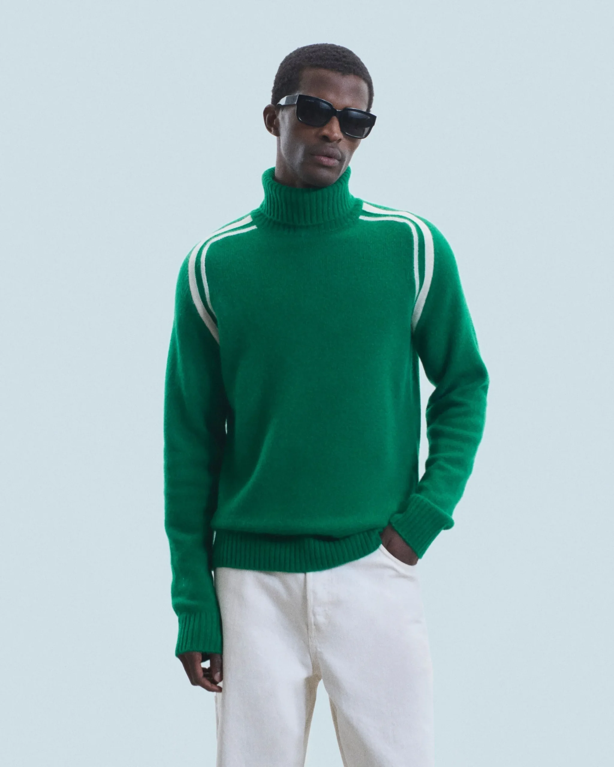 FROM FUTURE Pull Col Roulé ForestGreen Flash Sale
