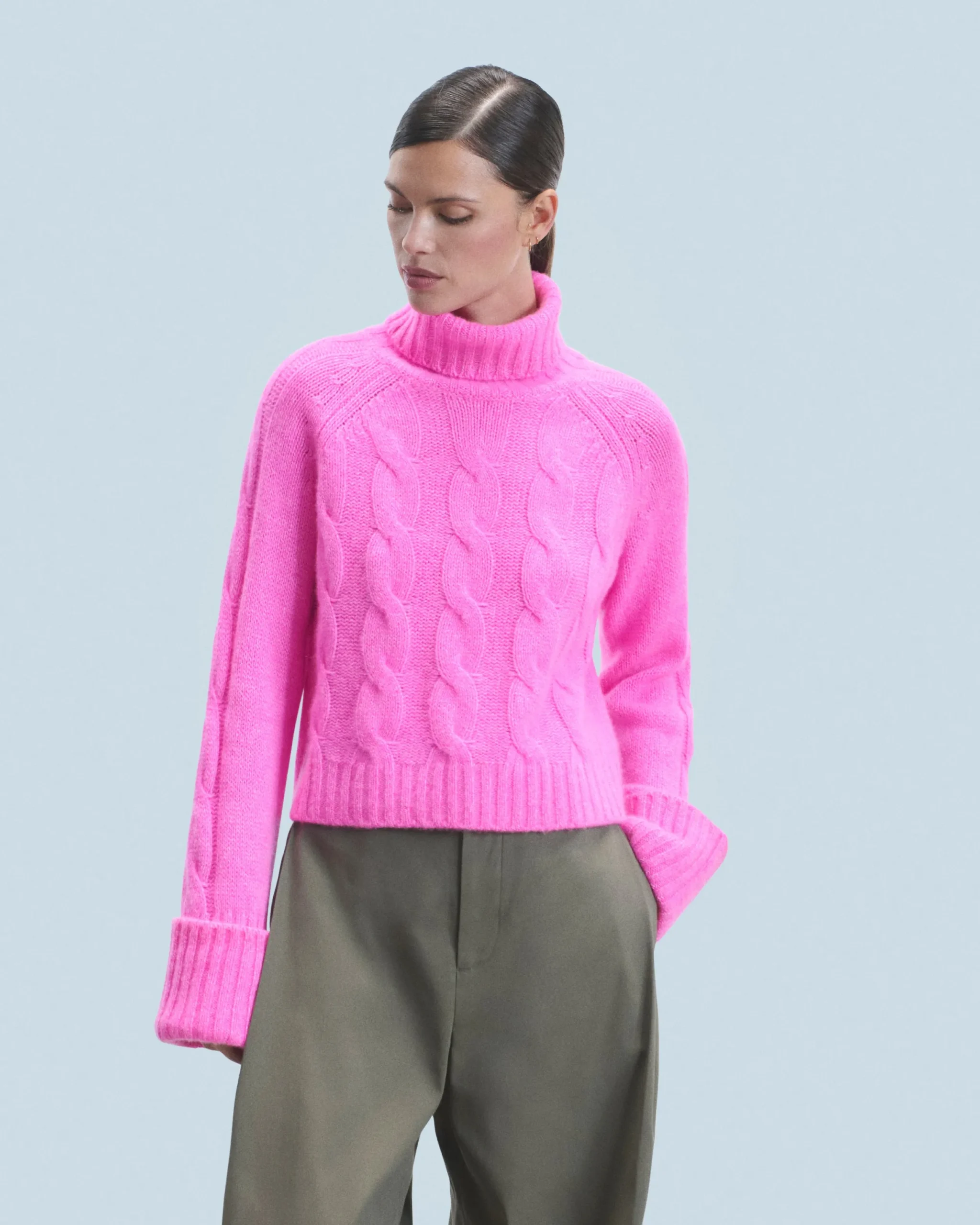 FROM FUTURE Pull Col Roulé PinkMouliné Online