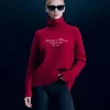 FROM FUTURE Pull Col Roulé DarkRed Clearance