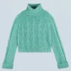 FROM FUTURE Pull Col Roulé GreenMouliné Cheap