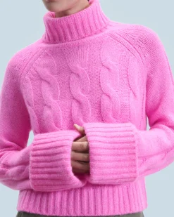 FROM FUTURE Pull Col Roulé PinkMouliné Online