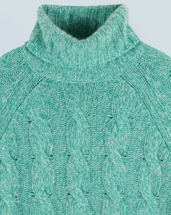 FROM FUTURE Pull Col Roulé GreenMouliné Cheap