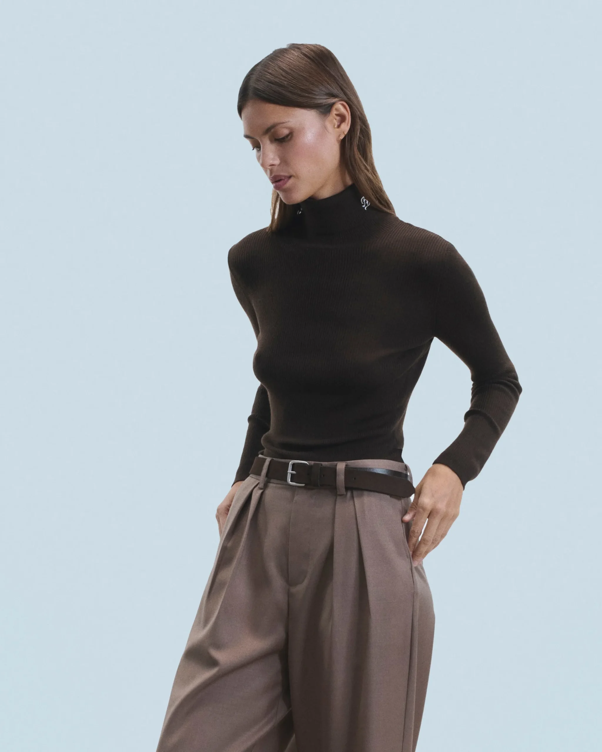 FROM FUTURE Pull Col Roulé Noir Fashion