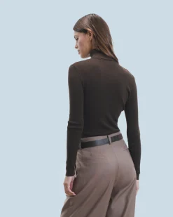 FROM FUTURE Pull Col Roulé Noir Fashion