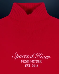 FROM FUTURE Pull Col Roulé DarkRed Clearance