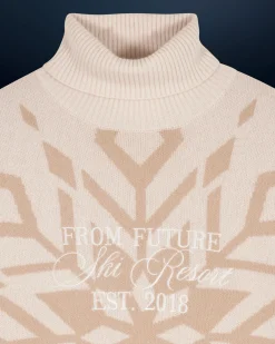 FROM FUTURE Pull Col Roulé Flocons Sable New