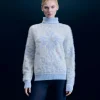 FROM FUTURE Pull Col Roulé Hairy à Motif Flocons BabyBlue Store